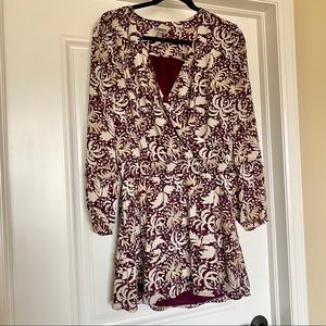 Chelsea28 Long Sleeve Feather/Leaf Print Dress
